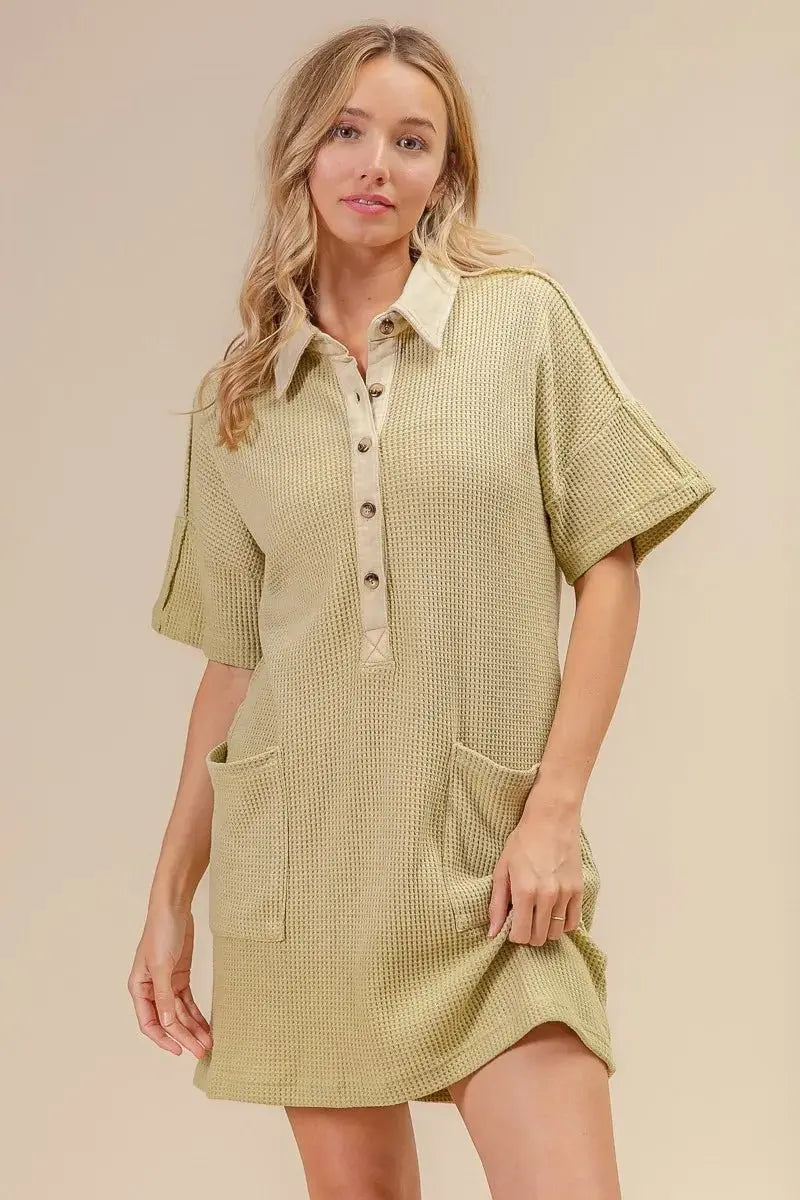 BiBi Dip Dye Mineral Washed Knit Dress for Casual Style - Love Salve